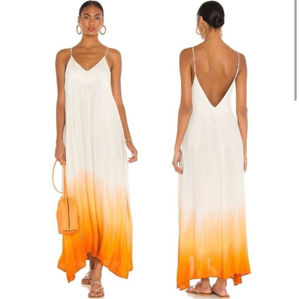 Indah White and Orange Maxi Dress